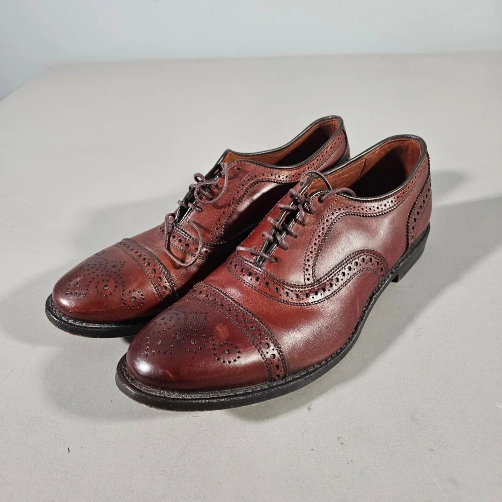 Allen Edmonds Strand Oxford Mens 10.5 D Brown Leather Brogue Cap Toe 1623